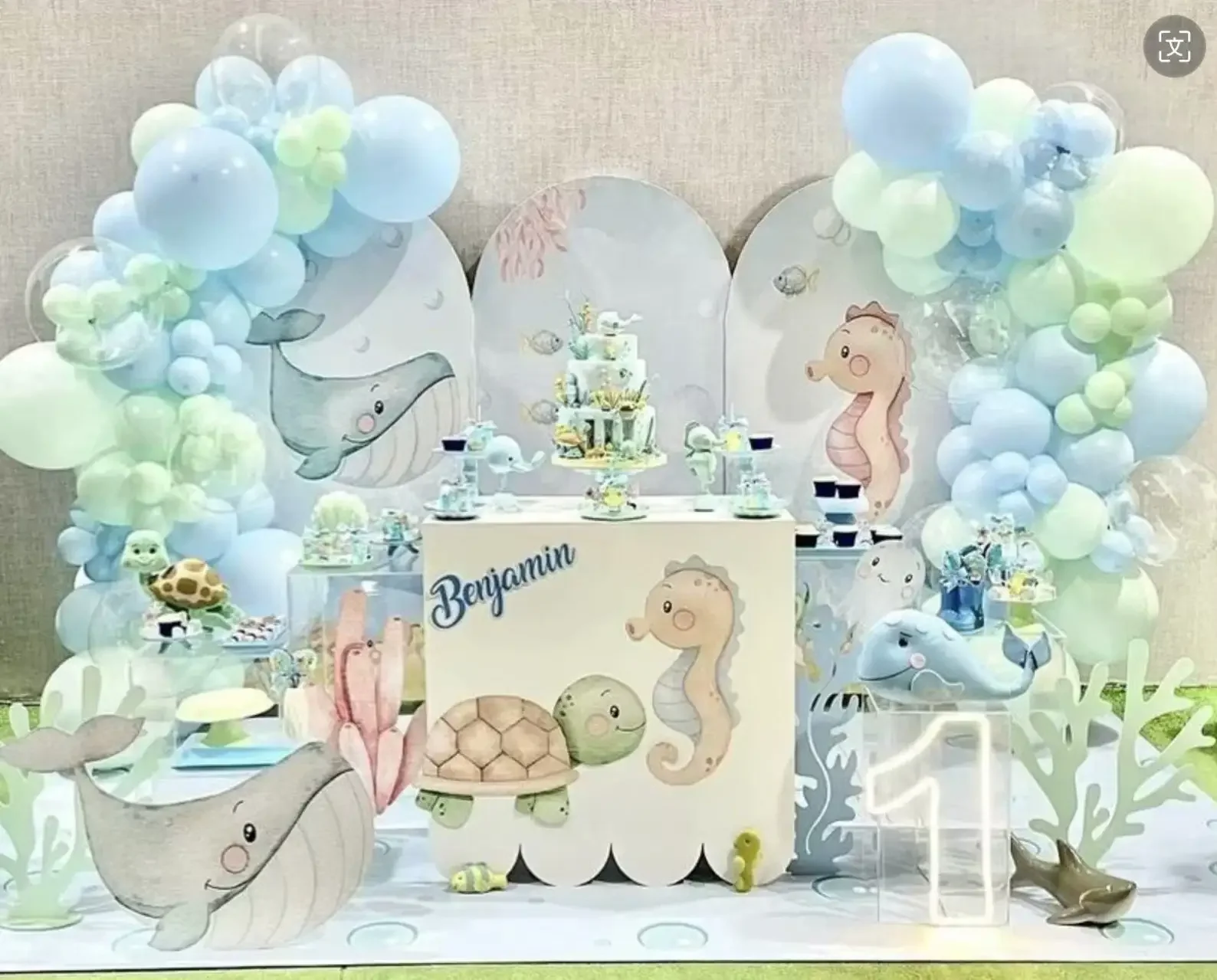 Mehofond niestandardowe 2-stronne podwodne morze syrenka dzieci urodziny Baby Shower okładka Chiara Arch dekoracja tła zdjęcie tła