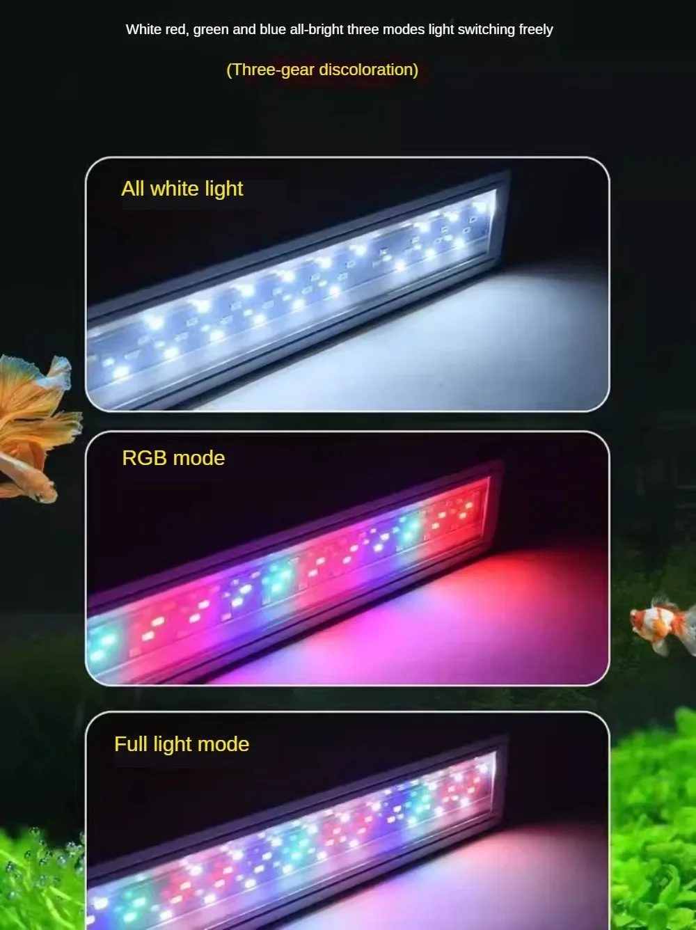 

RGB Reef LED Blue-WhiteLight для аквариума, регулируемый зажим, 10-55 см, 5-14 Вт, натуральный синий белый свет, 3 режима