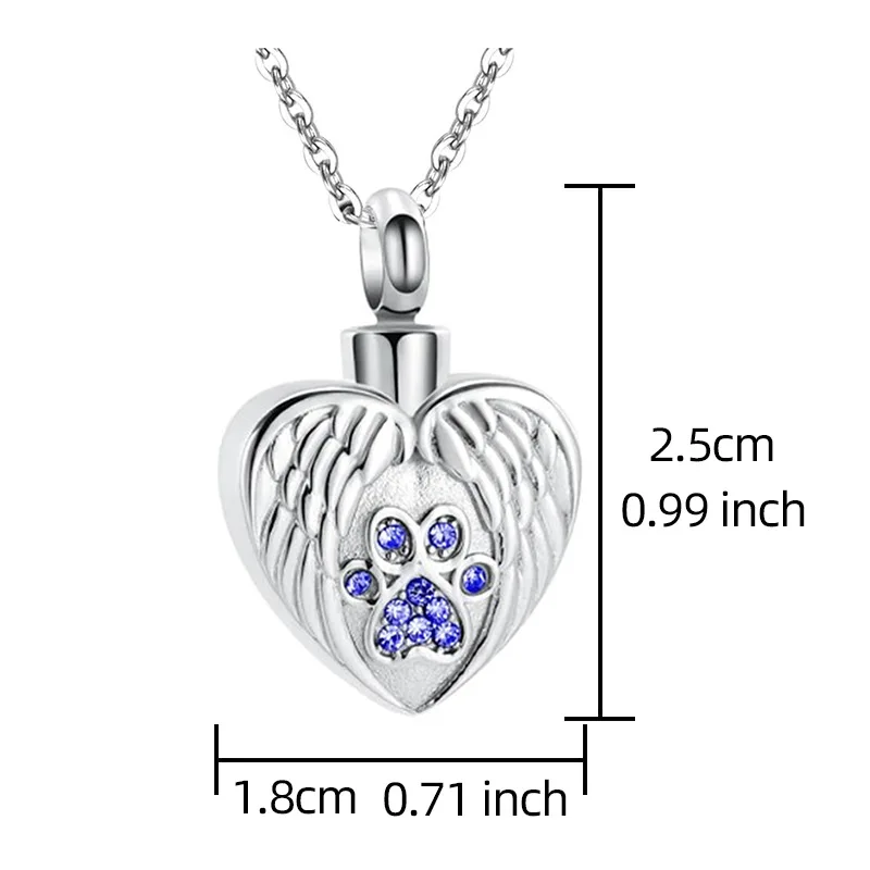 Pet Cremation Jewelry Urn Necklace for Ashes for Dog/Cat/Pets Silver Paw Print Locket Memorial Pendant Unisex Keepsake