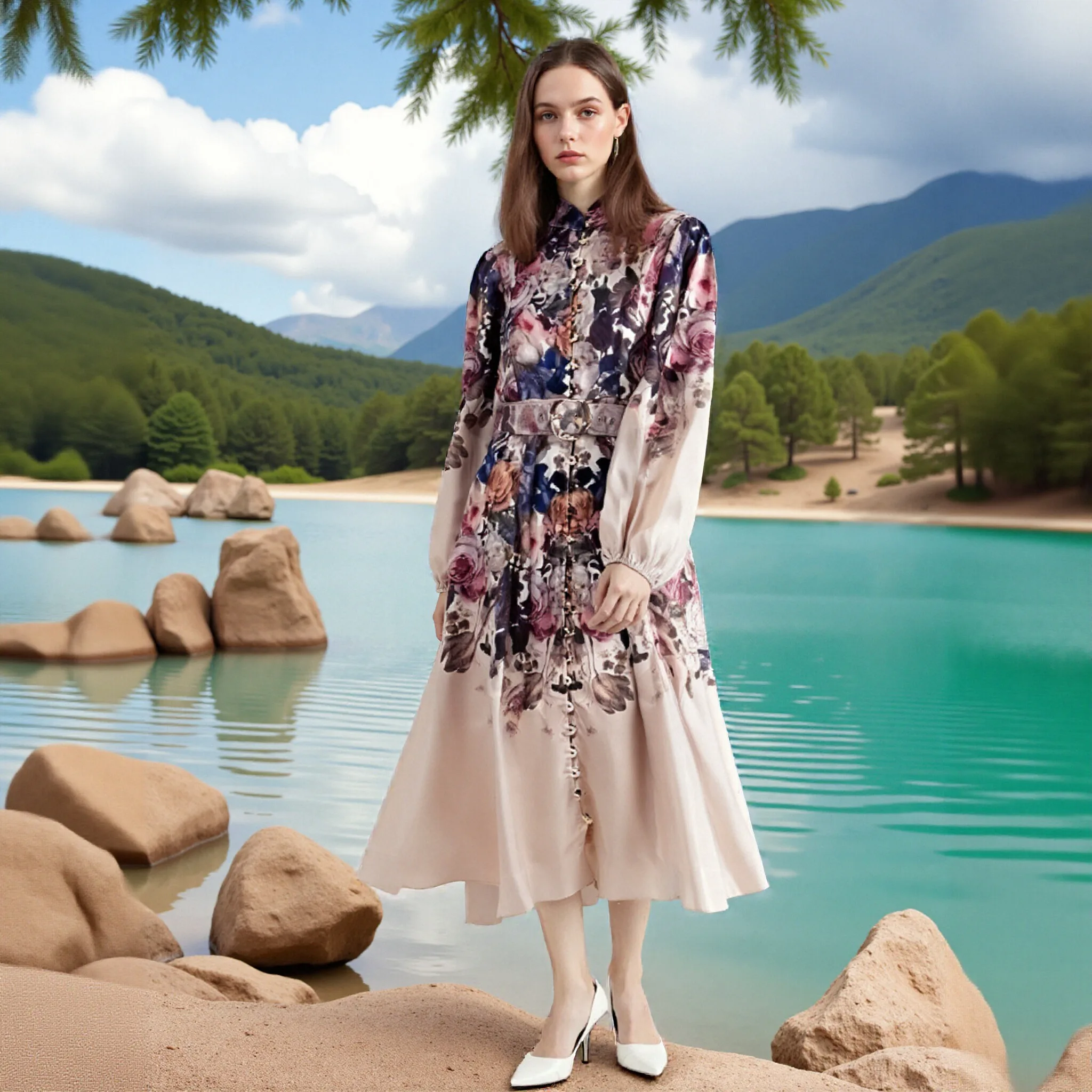 

Printed Women's Dress 2025 Summer New Elegant Linen cotton Dresses Design Elegant Temperament Personality Casual Vacation Dress