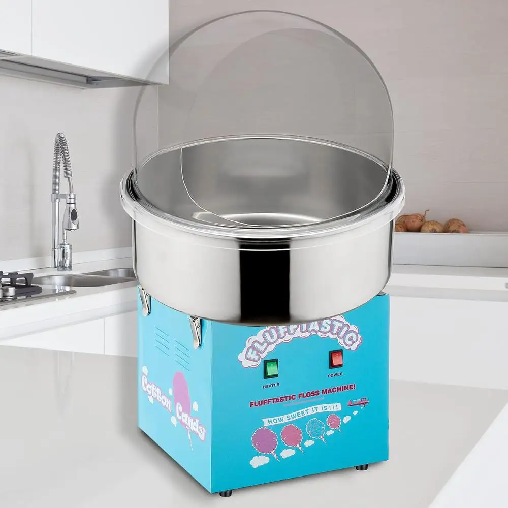 Cotton Candy Machine 1000W Flufftastic Floss Maker Stainless Steel Bowl Dome Clear Cover Parties Events