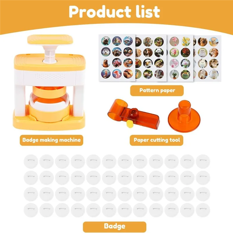 Badge Maker Machine, Solid Pin Maker, Creativepress Machine Badge Punch Kit, Easy To Use Pin Badge Maker For Children