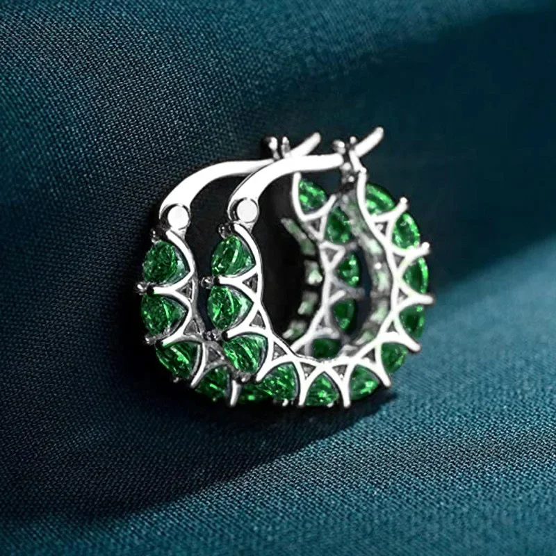 

Jianjie Light Luxury Bright Zirconia Women’s C Shape Hoop Earrings Banquet Charmming Accessories Party Gifts Tide