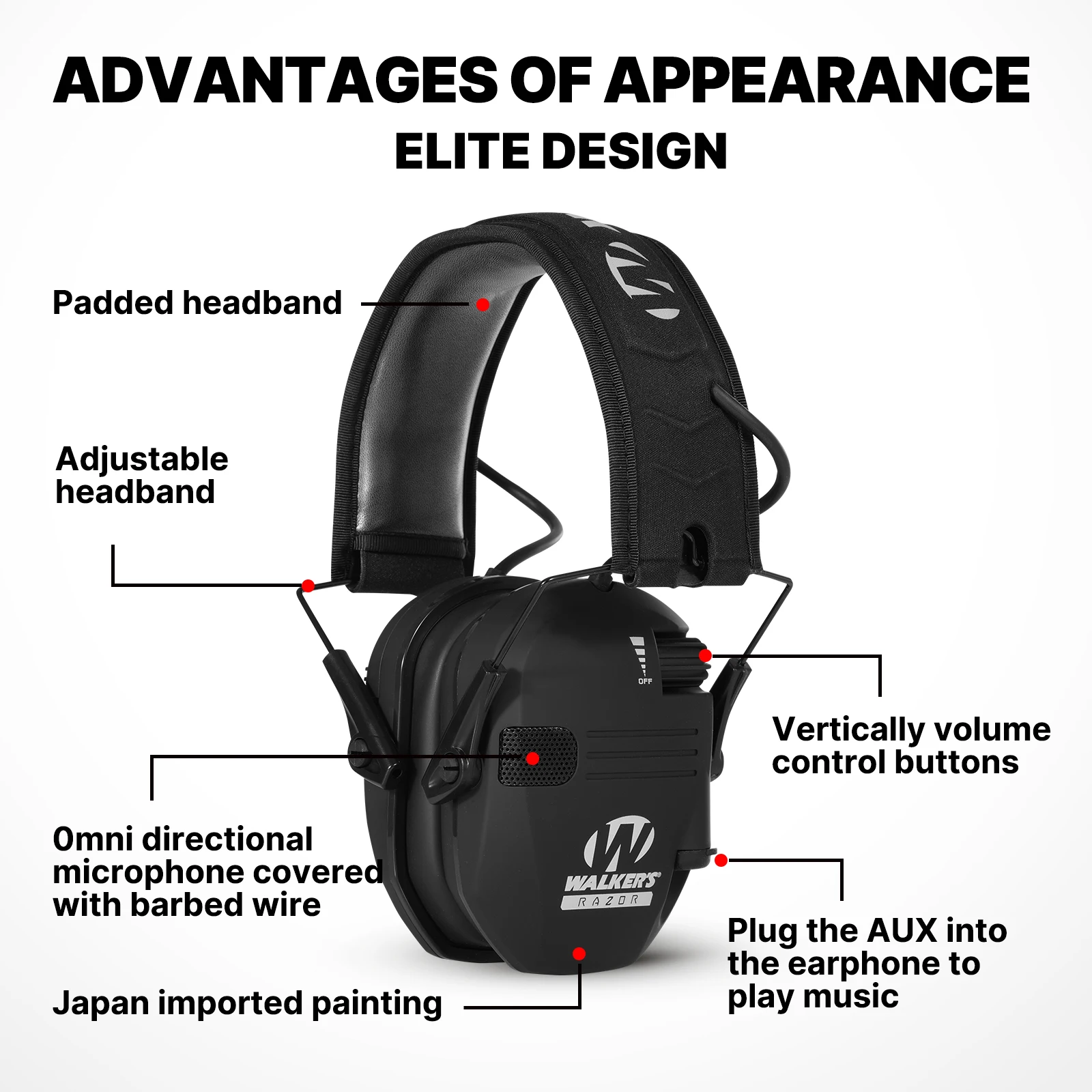 Top Anti-Noise Shooting Headset, Ouvido Eletrônico, Caça Tático Headset, Proteção Auditiva Impacto, Ouvido