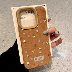 Branches and Leaves Broken Flowers Bonded Leather Phone Case For iPhone 17 16 Pro Max 15 14 Plus 13 12 11 XS X XR 17 Air Cover