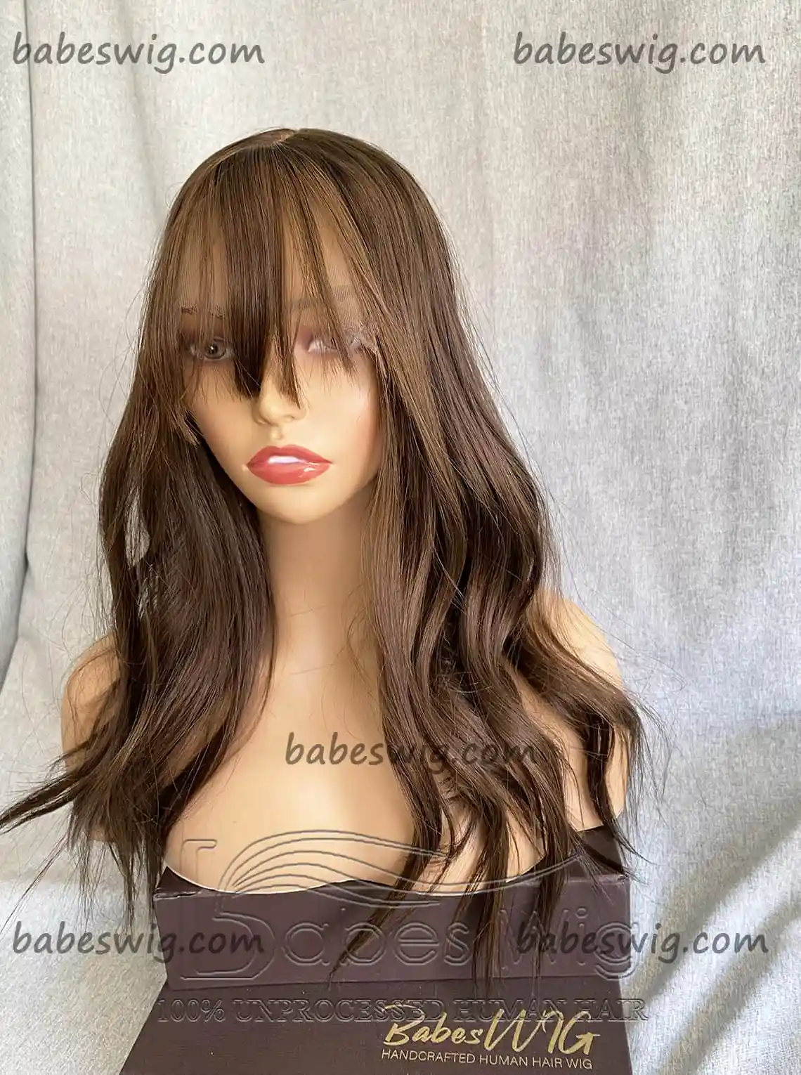 5x6 Human Hair Silk Base Topper Light Brown Human Hair Topper with Bangs for White Women Piece Cover Breathable Silk Toupee