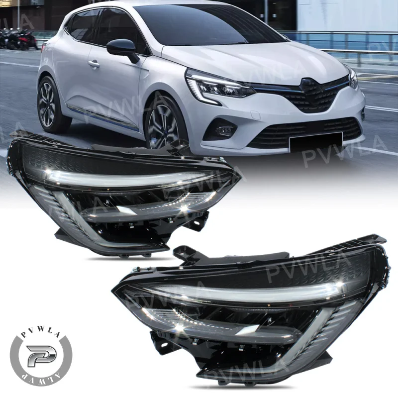 For Renault Clio 5 LHD 2019 2020 2021 2022 2023 car accessories Highest Version Front LED 5 Pin HeadLight DRL HeadLamp