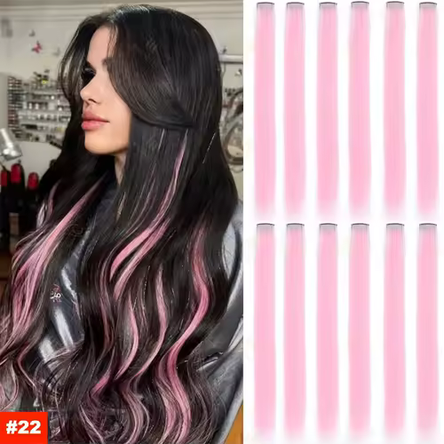 22Inch Synthetic Long Straight Clip In Hair Extensions High Temperature Hairpieces Rainbow Colors Hair Accessories for Women - Image 13