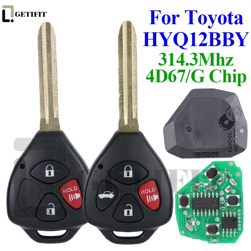 Автомобильный ключ для Toyota Camry Avalon Corolla Matrix RAV4 Yaris Venza tC/xA/xB/xC HYQ12BBY 314,4 МГц ID4D 67 G чип автомобильное лезвие ИГРУШКА