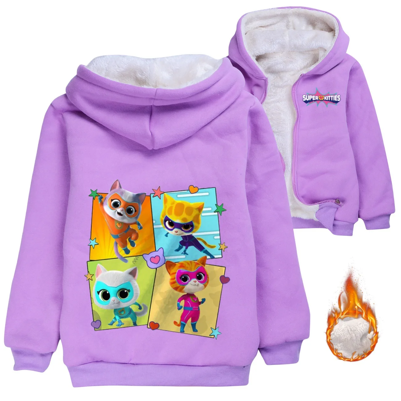 Superkitties CLOTHES Kids Super Kitties Jackets for Girls Winter Warm Cotton Parkas Children Hooded Overcoat Boys Fashion Coats