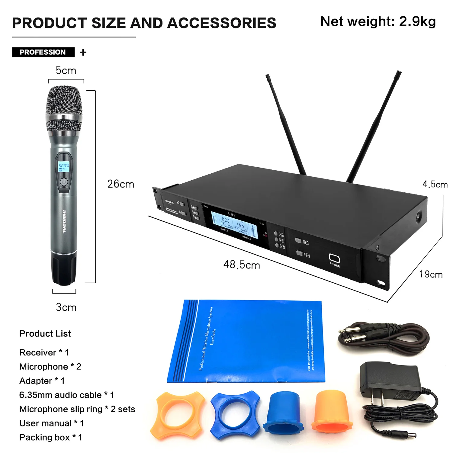 2026 RV-2 ميكروفون كاريوكي لاسلكي FM احترافي لأداء الحفلات والغناء #1
