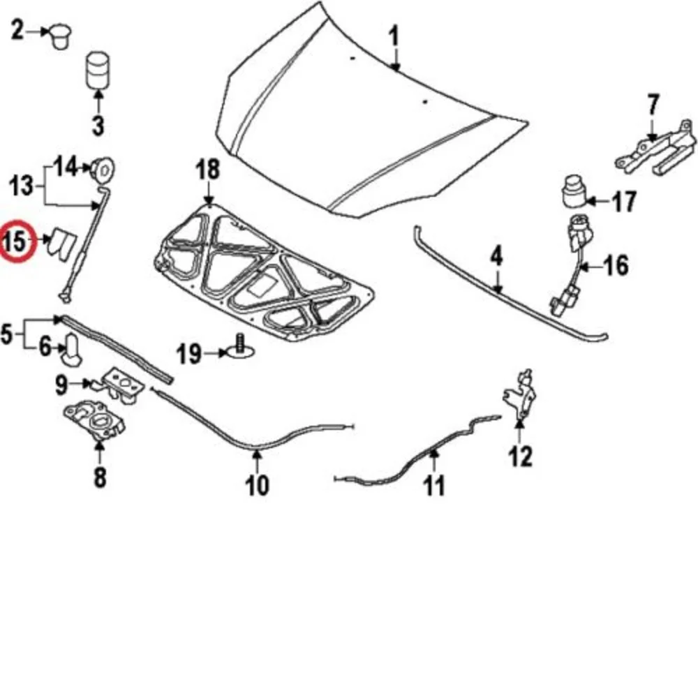 Suporte Rod Clip para 2006-2011 Hyundai Accent, 2006-2011, Kia Manhã Picanto, Capô Suporte Rod Clip, OEM, 811741G000, 81174, 81174-1G000