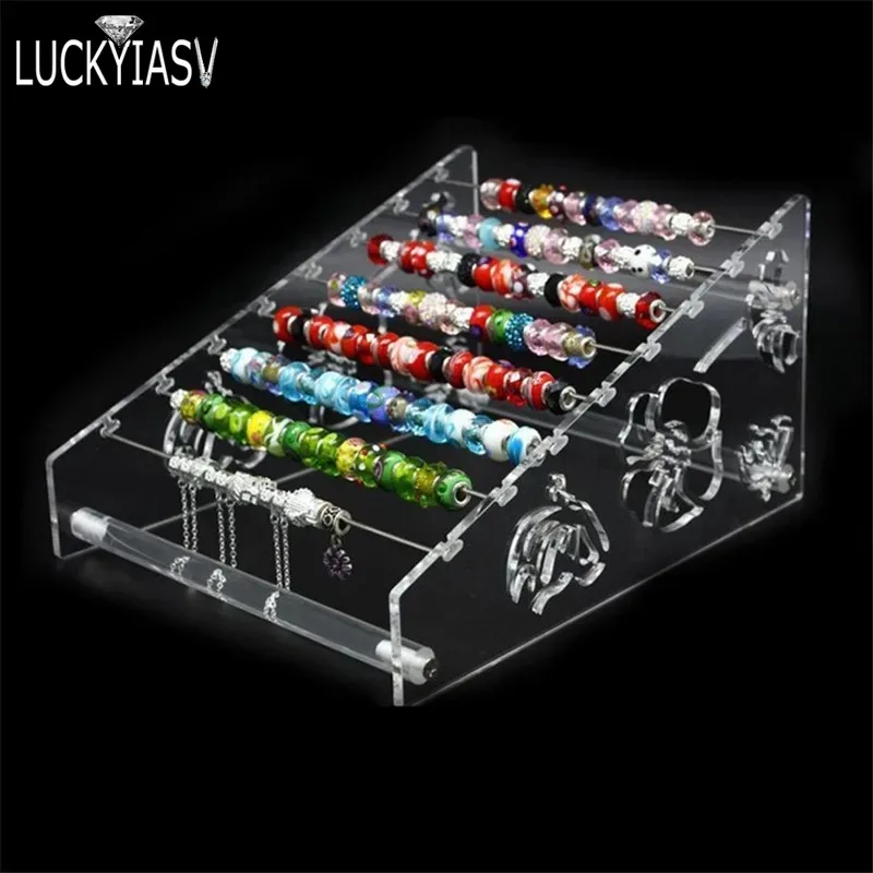 Acrylic Pandora Box Charm Beads Bracelet Ring Holder Jewellery Organizer JewelryTray 8 Tier Display Stand Storage Case Rack