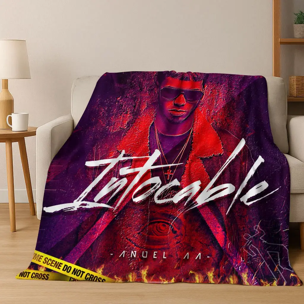 Free Anuel AA Rapper Hip Hop Singer Star Flanelldecke, weiche, warme Überwurfdecke für Schlafzimmer, Wohnzimmer, Bett, Camping, Picknick, Geschenk
