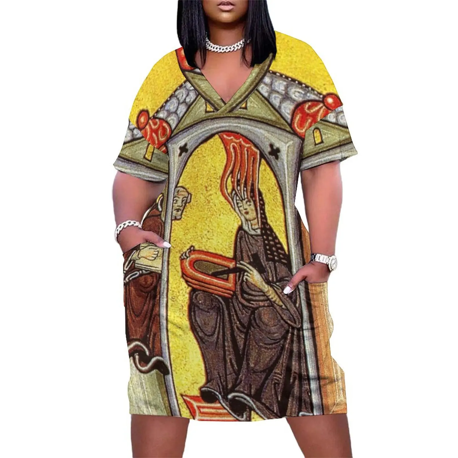 Illumination from the Liber Scivias (Hildegard von Bingen) Loose Pocket Dress Dress woman Female clothing