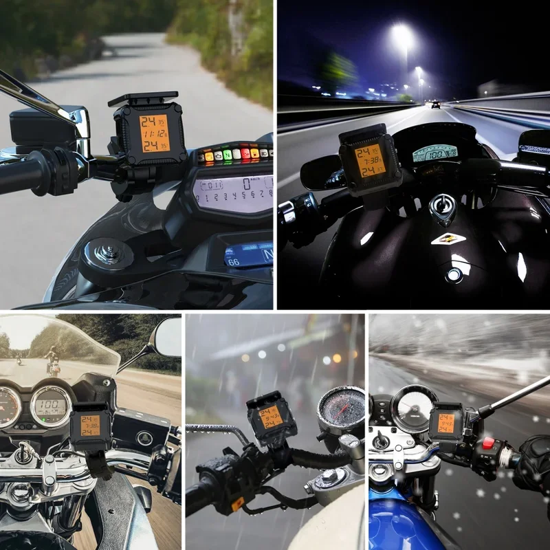 Solar Charging Wireless Motorcycle TPMS Motor Tire Pressure Tyre Temperature Monitoring Alarm System With 2 External Sensors