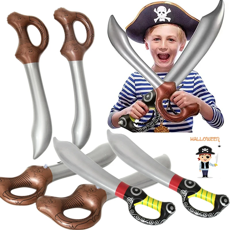 3/6/12 pz gonfiabile pirata spade palloncino Halloween arma pirata coltello stagnola palloncino giocattolo bambini festa di compleanno Decor Cosplay