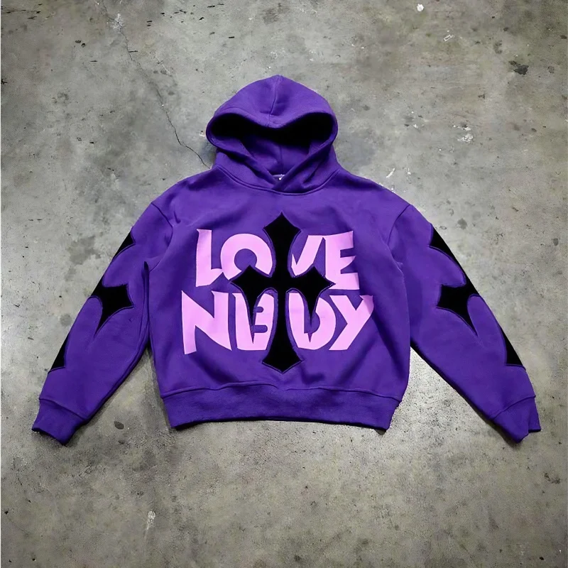 

Новая европейская и американская толстовка с буквенным принтом Y2K, повседневный уличный тренд, мужской и женский пуловер с капюшоном, топ