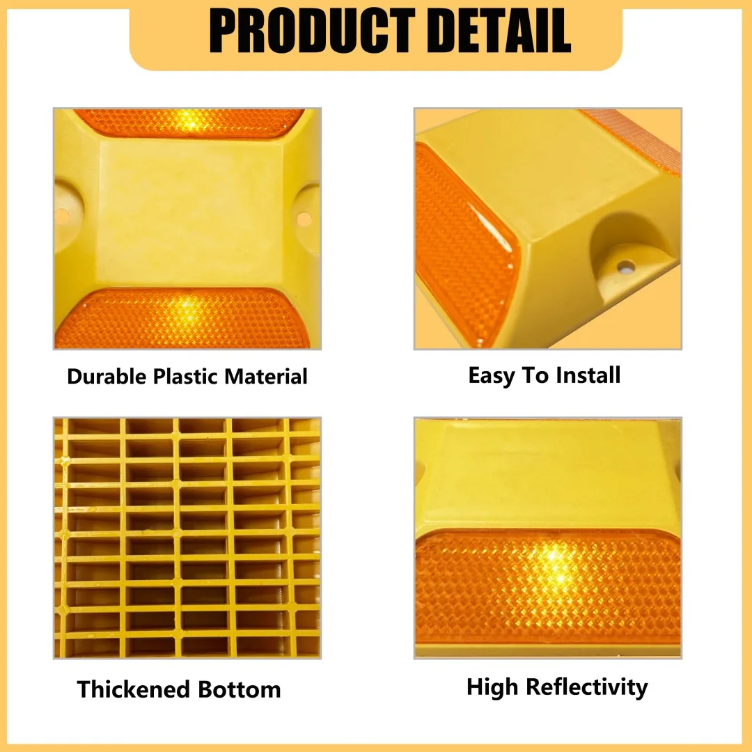 Дорожный светоотражающий светильник, принадлежности для безопасности, 20 шт., шпильки, пластина замедления, буферные отражатели, желтый отражатель, безопасность дорожной дороги