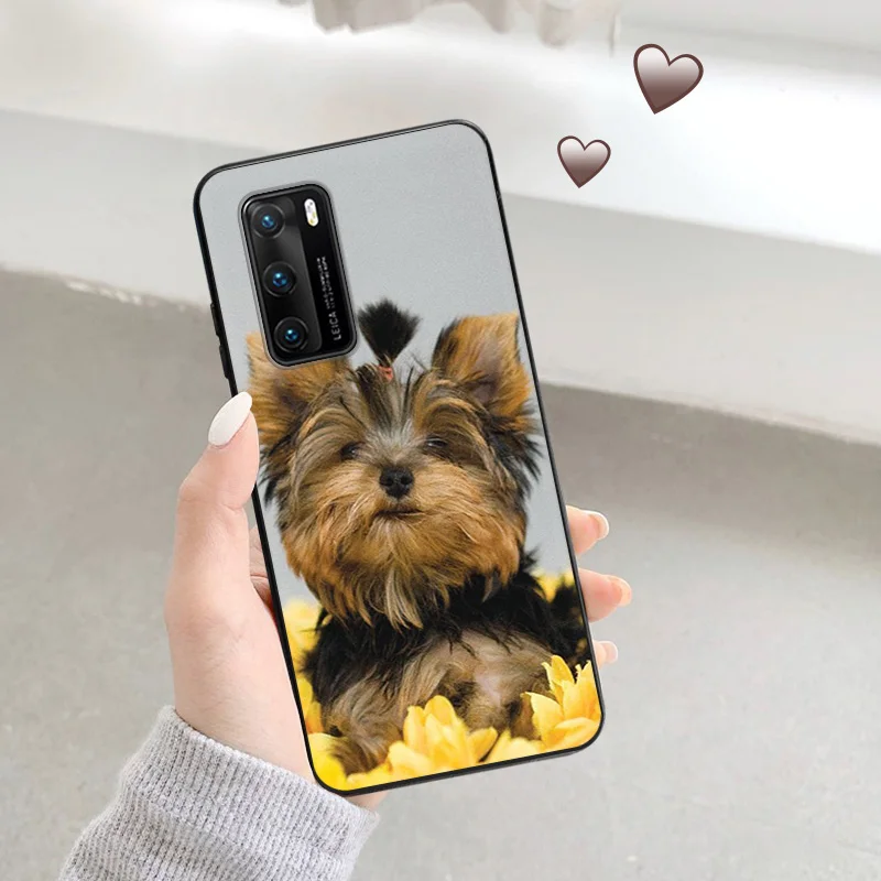 Matte Soft Phone Case for Honor X7 b X8 X9 X6 a 90 70 Magic5 Yorkshire Terrier Dog Puppy Huawei P40 P30 P20 P Smart Black Cover