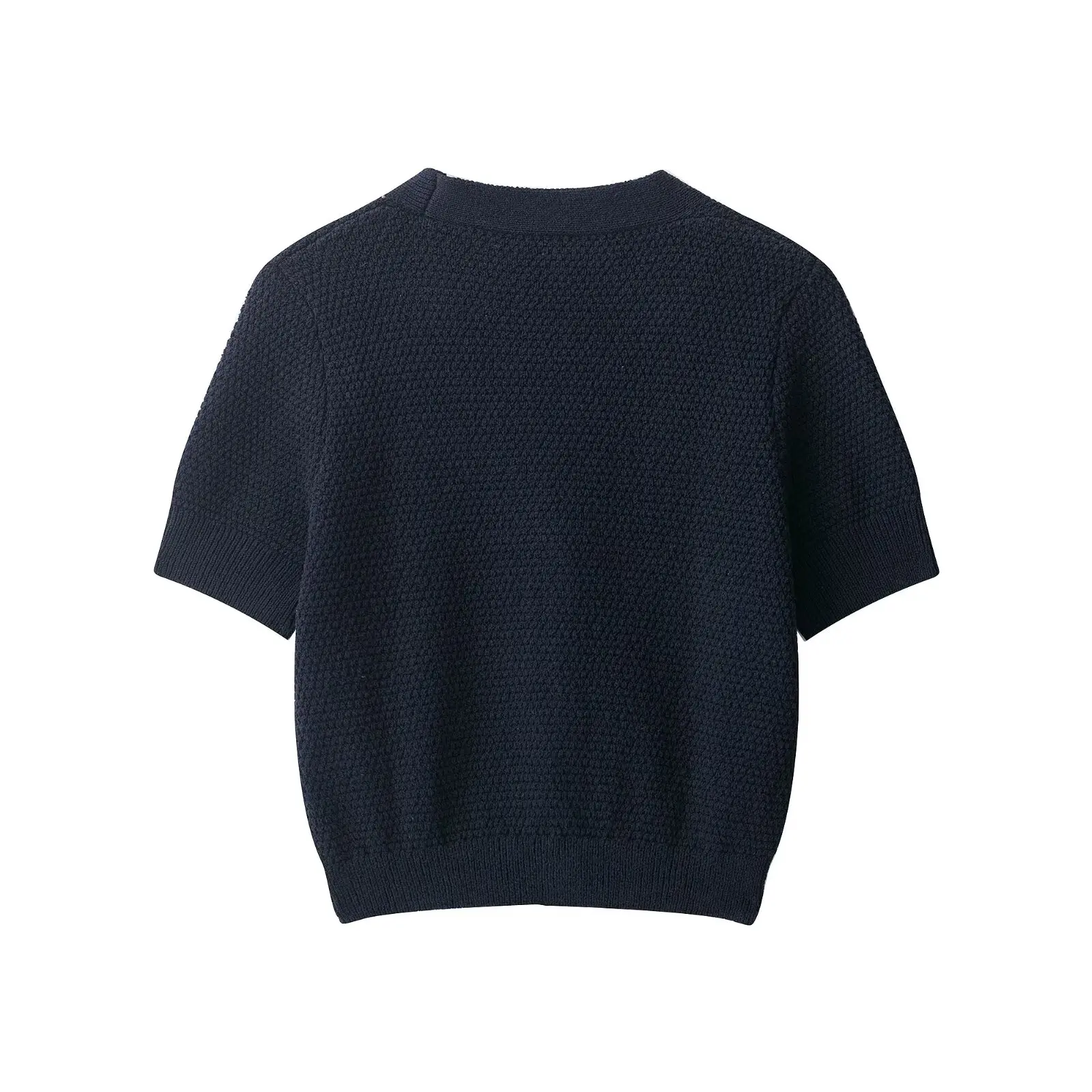 DUOPERI femmes Cardigans solide simple boutonnage tricoté pull col en v manches courtes femme élégant Chic dame décontracté hauts