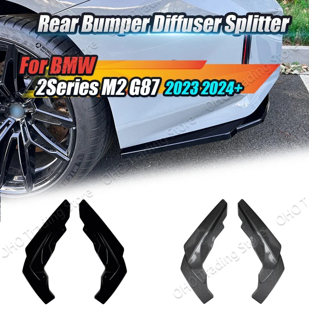 Car Rear Bumper Lip Side Spoiler Trim For BMW G87 M2 2023 2024 Rear Corner Protector Guard Diffuser Splitter Tuning Body Kit