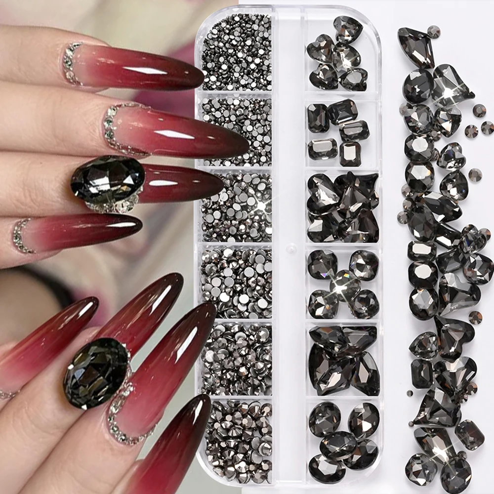 180 Stück AB Flatback Glas Nail Art Strasssteine Multi-Form gemischte Diamant-Edelsteine blau lila Kristallsteine für DIY-Nageldekoration
