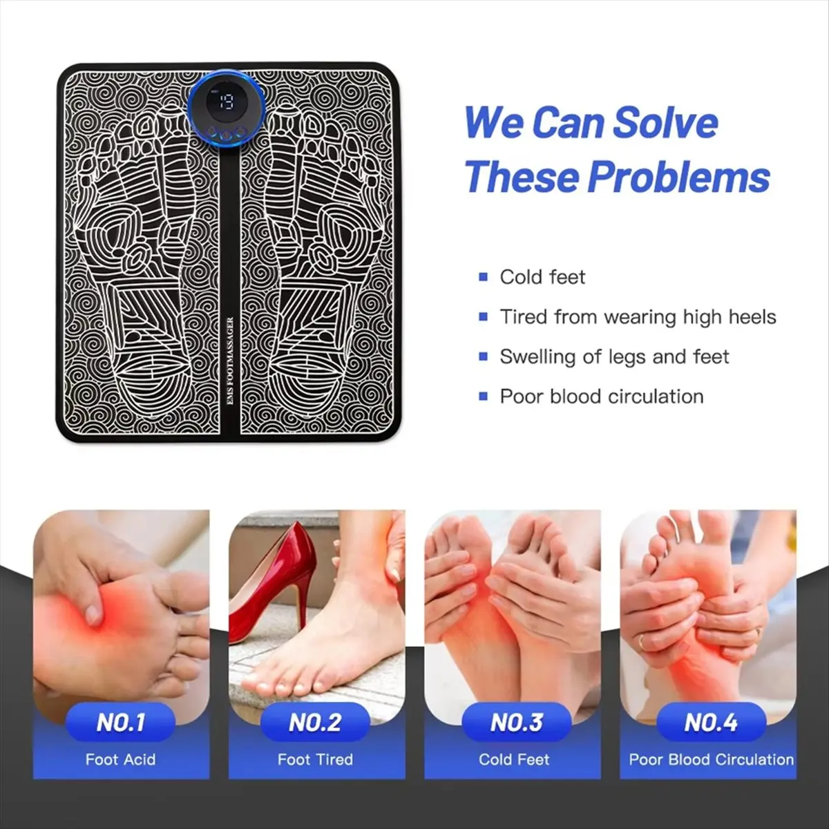 HAPPYDAY~ Electric Foot Massager Pad Electrostimulator Massage Mat EMS Muscle Massager Relax Feet Massage Fitness Masajeador USB