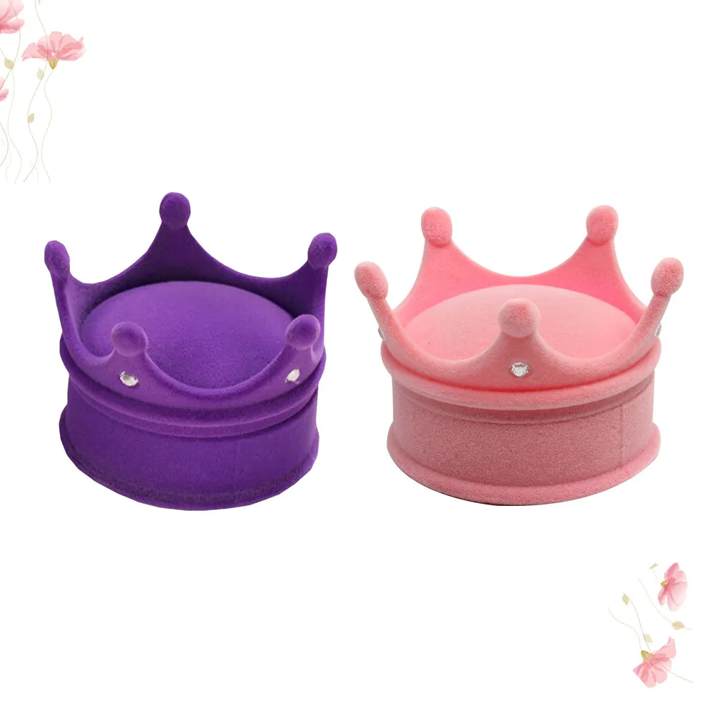 

2Pcs Elegant Jewelry Box for Small Accessories Portable Ear Stud Holder Fashion Ring Case Organizer Valentine Birthday Present