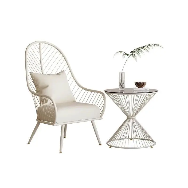Cream Wind Outdoor Balcony Leisure Chair Cafe Milk Tea Shop Hotel Reception Negotiation Sofa Table and Chair Combination