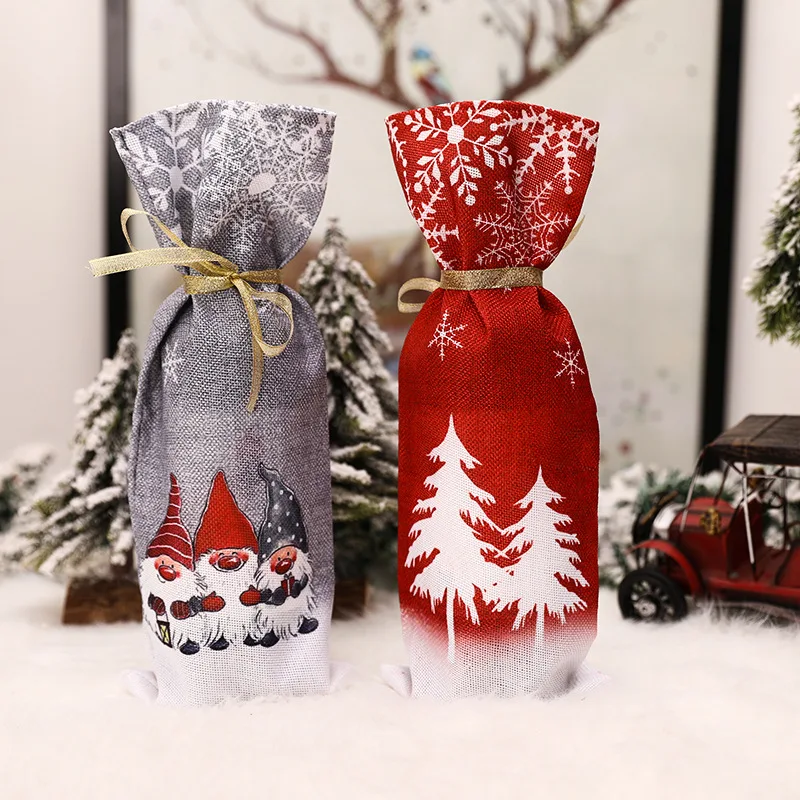 Cubierta de botella de vino de Navidad, decoración de Feliz Navidad para el hogar, gnomos de Navidad, Decoración de mesa, regalo de Navidad, Feliz