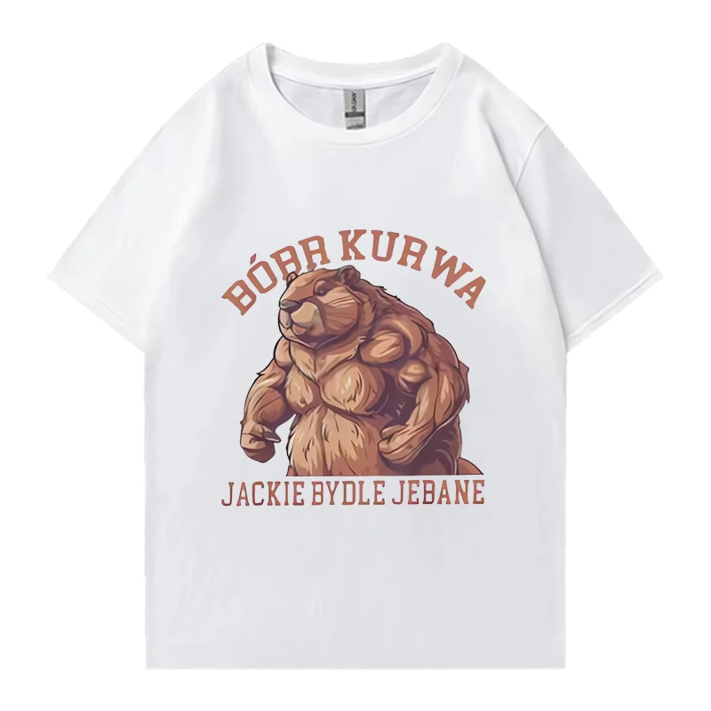 Bobr Kurwa Bober سمور الملابس تي شيرت الرجال النساء مضحك بولندا البولندية الحيوان ميمي الترفيه القطن قصير الأكمام ملابس الصيف