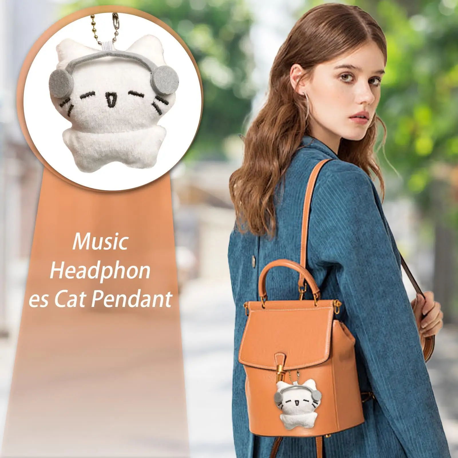 Cute Headphones Kitten Couple Keychain Mini Crying Cat Doll Plush Keyring Cartoon Bag Pendant Charms Backpack Decoration