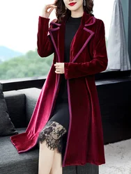 JAMERARY Fashion Long Trench Women Autumn Winter Velvet Windbreaker Lady Midi Dress Coats Office Work