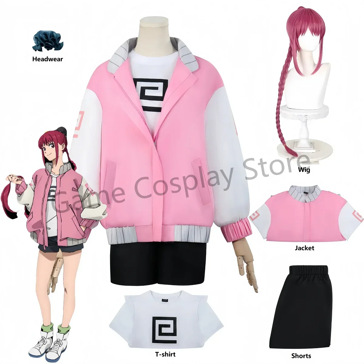 

Anime Lu Shaotang Cosplay Costume Uniform Pink jacket Short Pants Headwear Lu Shaotang Wig Halloween Women Clothes