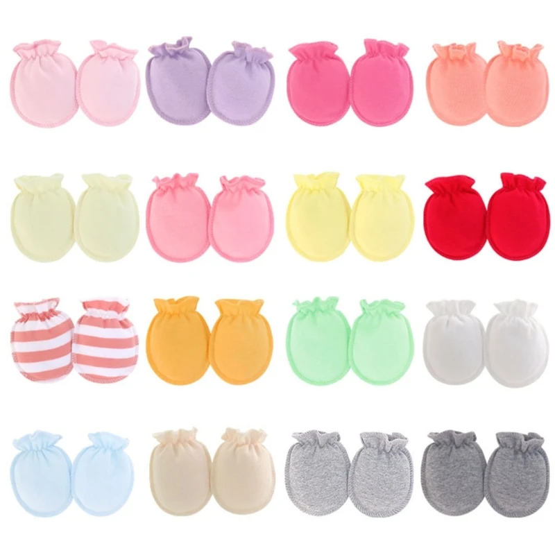 Newborn Anti-Scratch Gloves Baby Unisex Solid Color Gloves Face Protective Mittens Baby Essential Accessories 5 Pairs