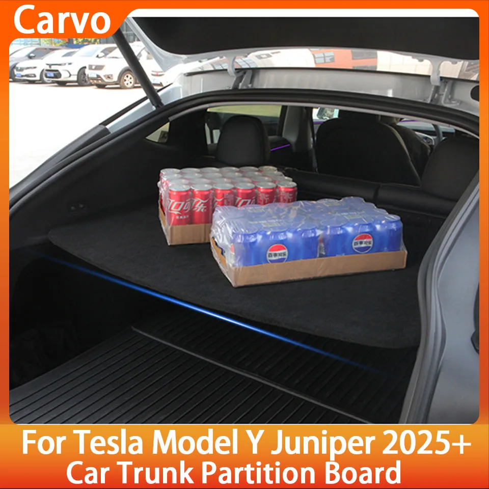 For Tesla ModelY Juniper 2025 Retractable Trunk Cargo Cover Rear Luggage Carrier Curtain Partition Baffle Plate Auto Accessories