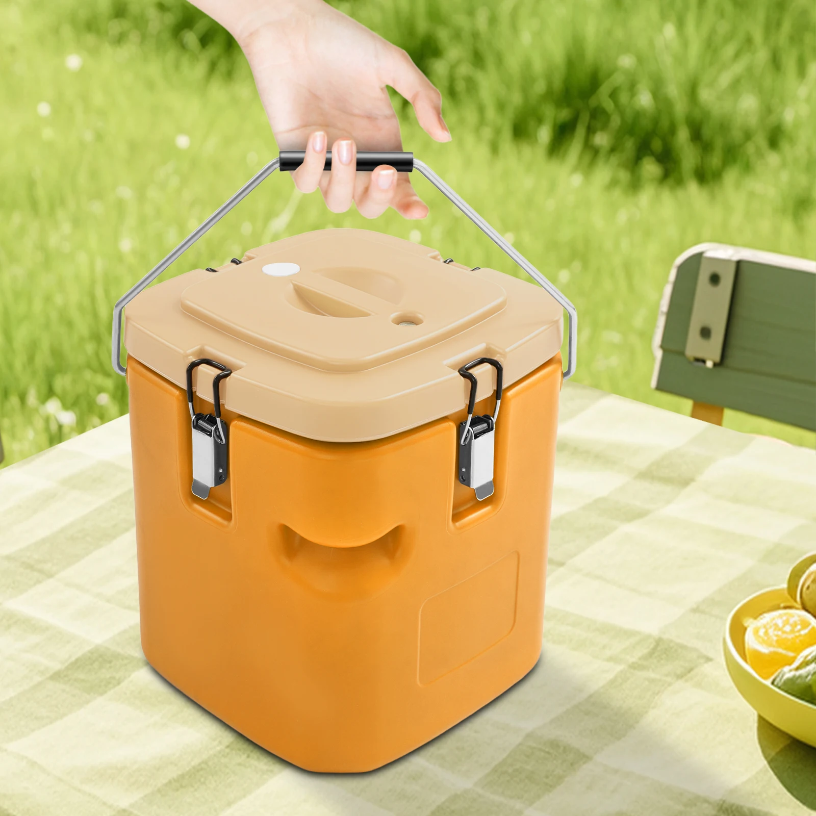 

13L Insulated Bucket, Stainless Steel Insulated Beverage Containers, Commercial Food Warmer for Hot or Cold Food, Ginger Yellow