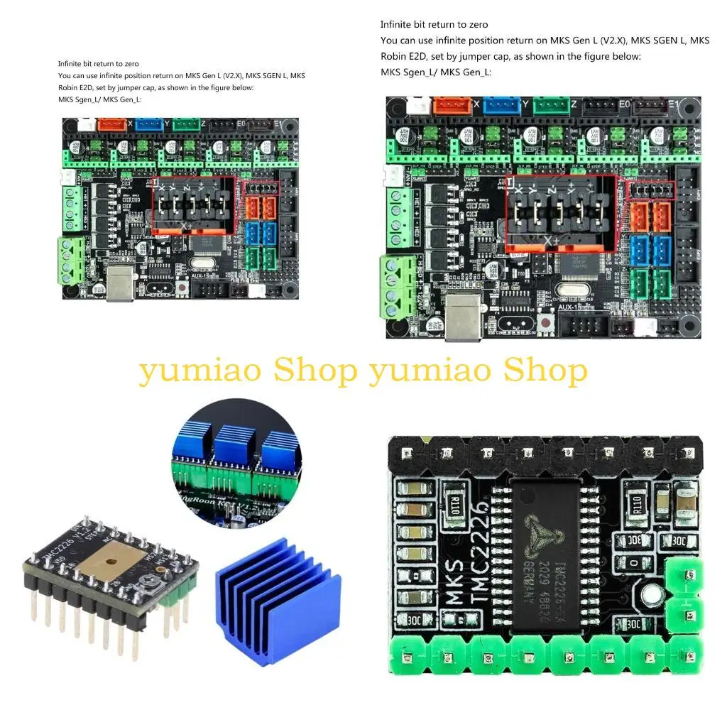 

587B for 3D Printer TMC2226 TMC2209 V1.0 Stepper Motor Drive with Heatsink 1 Set/4Set