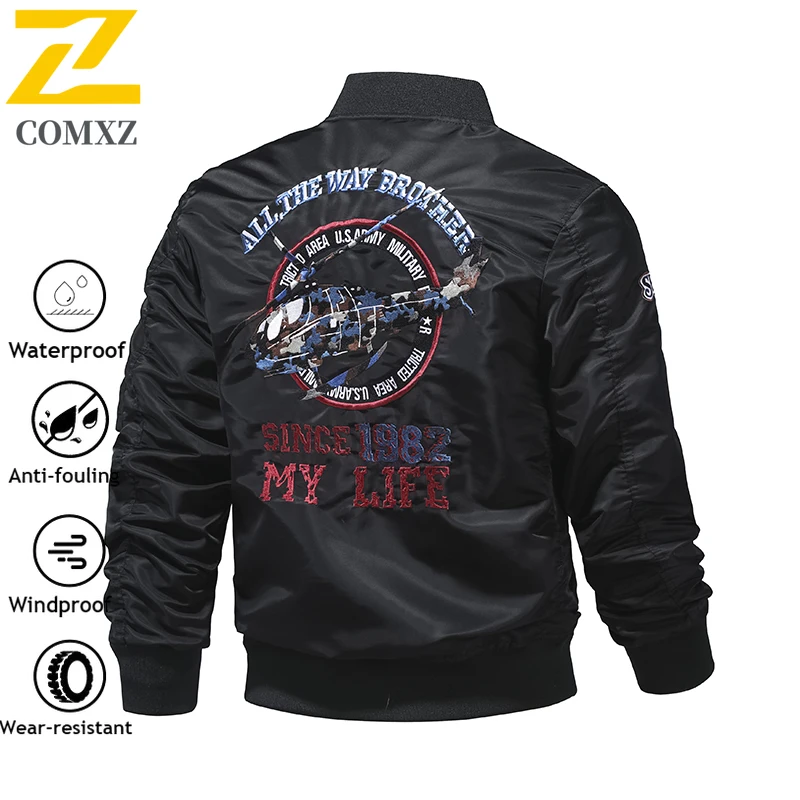 Jaket Bomber Militer Pria Musim Semi Musim Gugur Tahan Air Tahan Angin Bisbol Gaya Amerika Pakaian Kerja Antik Antilembap