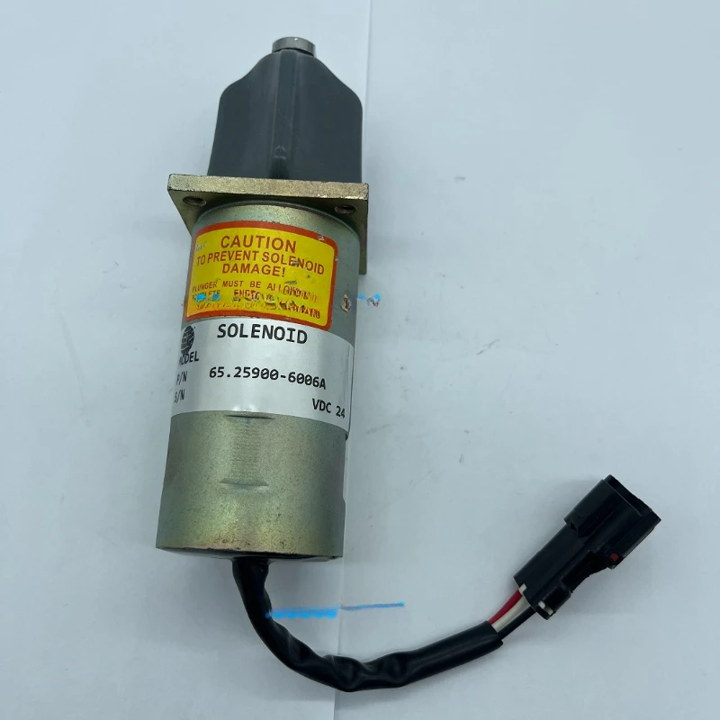 Fuel pump stop shutoff Shutdown Solenoid 65.25900-6006A 300743-00068 24V For Daewoo Doosan D1146T P158LE P180LE P222LE GENSET