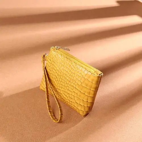 Vintage Crocodile Pattern Pu Leather Coin Purse Mini Change Purses for Women Wallets Card Holder Zipper Pouch Key Pocket Case image 3