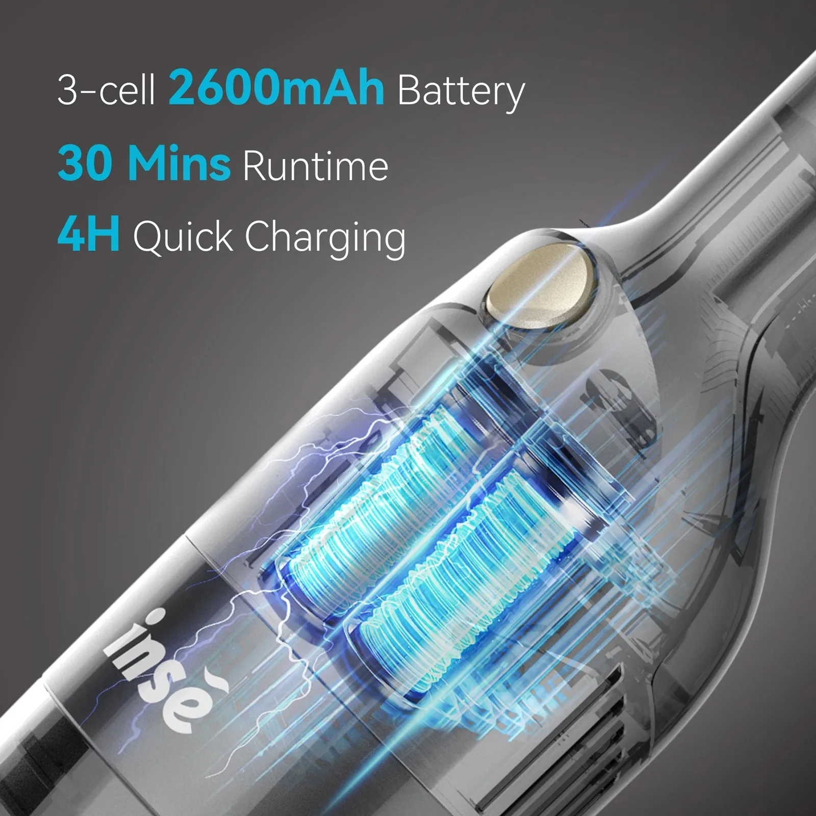 INSE H1 Handheld Cordless Vacuum Cleaner 10000Pa Rechargeable Vacuum with 30 Mins Runtime 500ML Dust-bin for Car Floors Pet Hair