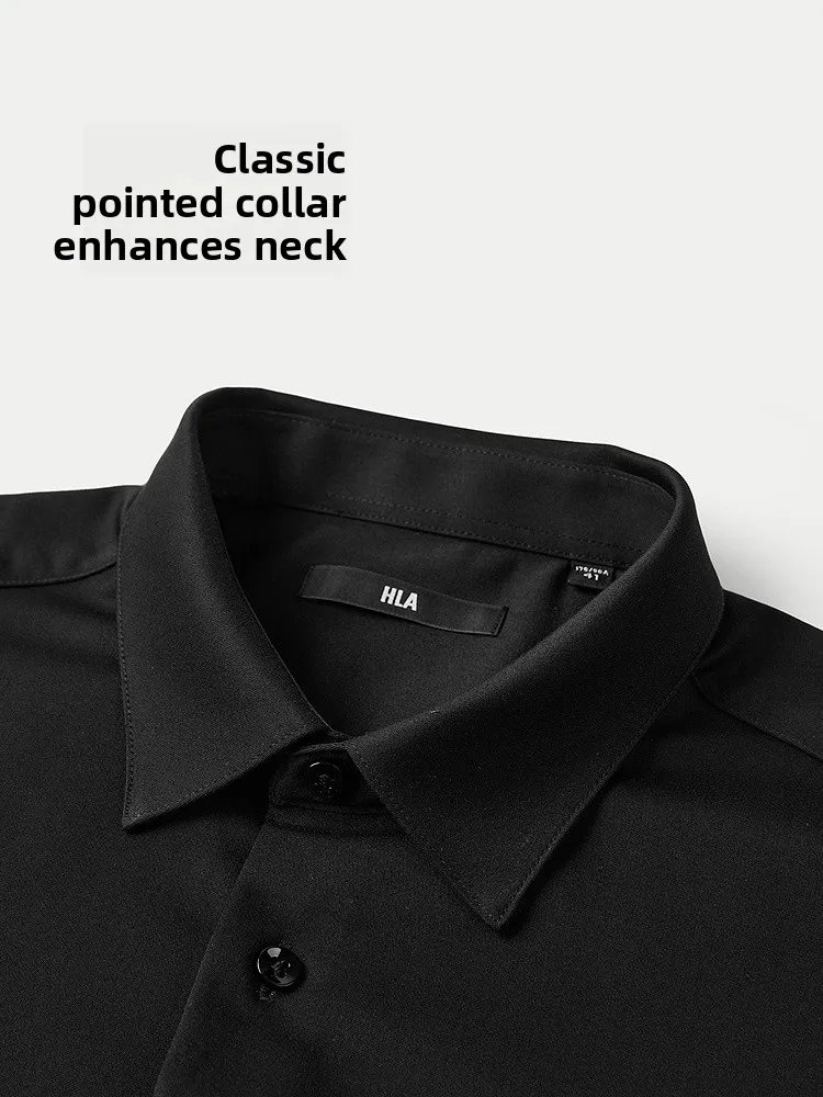 HLA Sea Home Iron Free Long Sleeve Fleece Shirt Casual New Point Collar Men's Business Casual Shirt Warm Fashion Urban Style