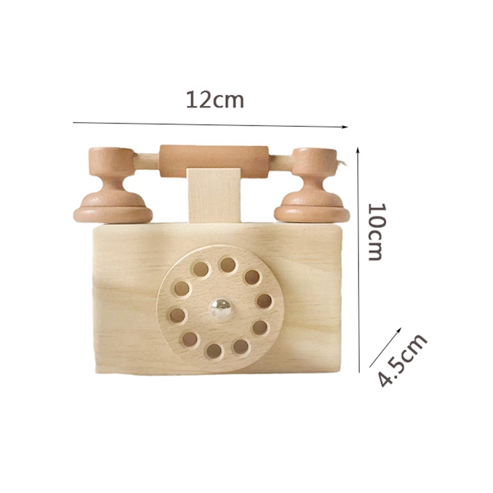 Wooden Phone Toy Pretend Play Realistic Dial Telephone for Brain Development Learning Toy Basic Life Skill Preschool Activities