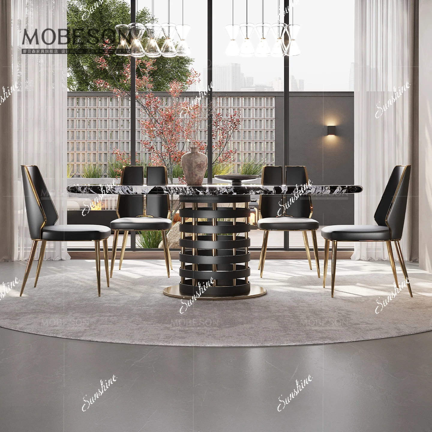 Italian light luxury oval home high sense thickened dining table can be customized