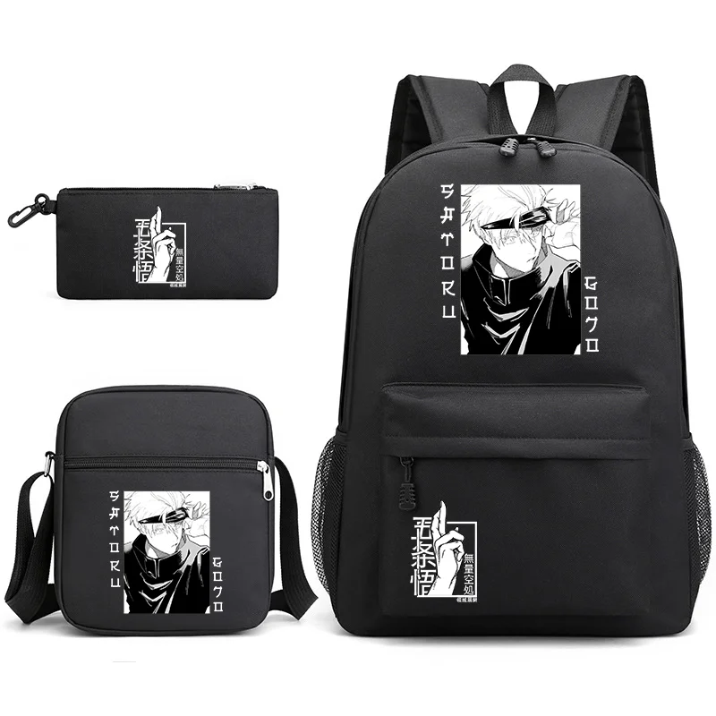

New Popular Anime Pattern Three Piece Backpack Teenagers High Quality School Backpack Shoulder Bag Pencil Bag Anime Backpacks