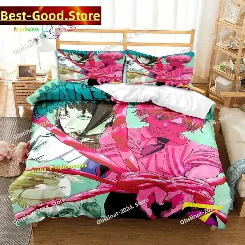 

3D Anime Chainsaw Man Bedding Set Printed single Comforter Quilt Bed Cover Duvet Cover Pillow Case 3 Pieces Sets Kids Adult Size