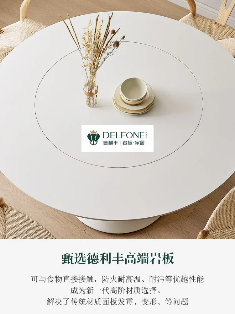 

Stone Plate Dining Table Italian Pure White Internet Celebrity Small Apartment Household round Stone Plate Round Table