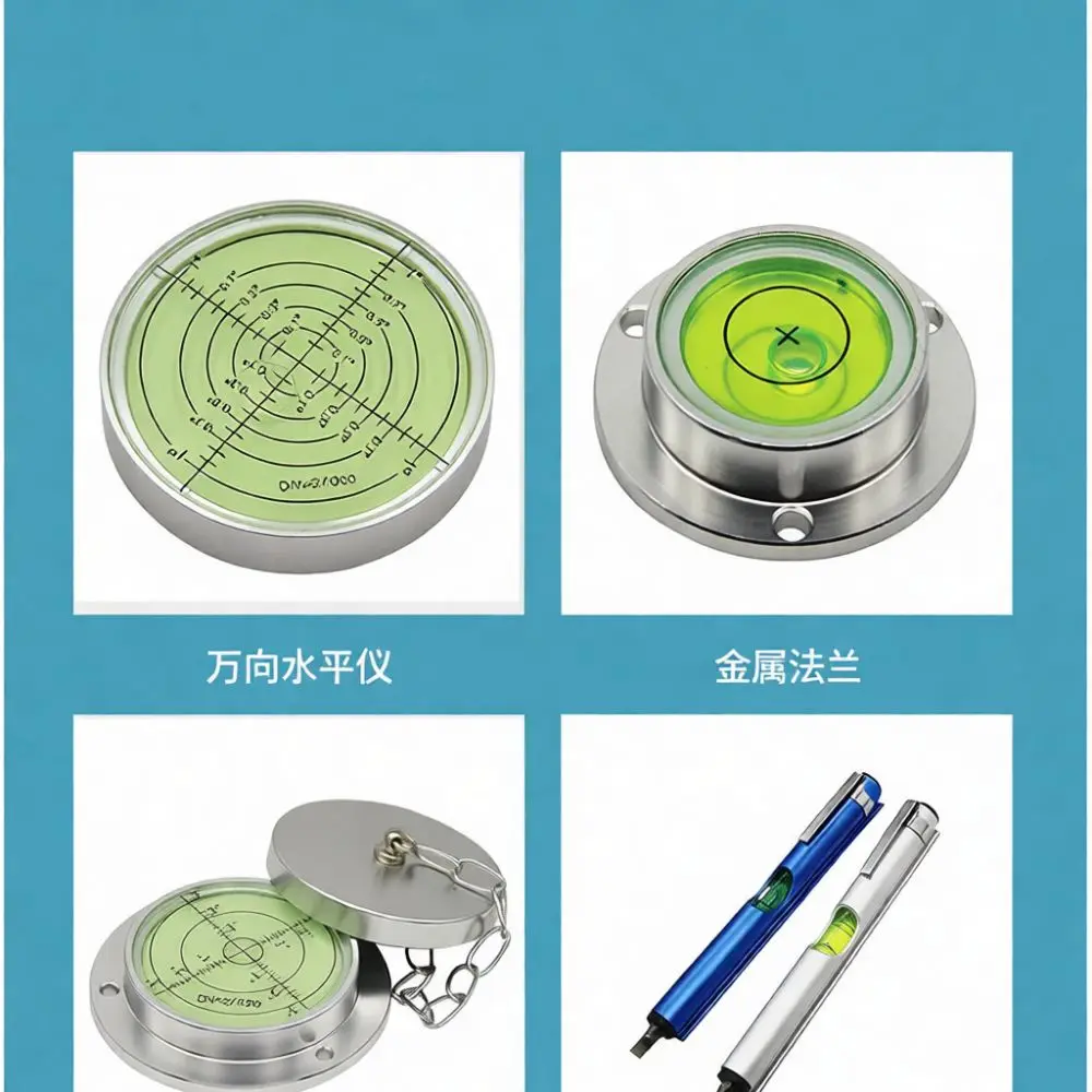 Durable Metal Bullseye Level Circular Bubble Spirit Instrument Mounting Hole Design Precise Surface Alignment Tool Calibration